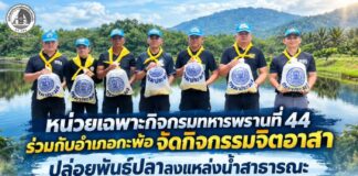 หน่วยเฉพาะกิจกรมทหารพรานที่ 44 ร่วมกับอำเภอกะพ้อ จัดกิจกรรมจิตอาสาปล่อยพันธุ์ปลาลงแหล่งน้ำสาธารณะ ฟื้นฟูทรัพยากรสัตว์น้ำสร้างประโยชน์แก่ชุมชน