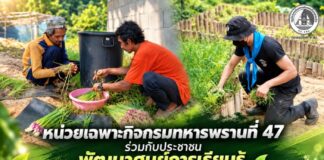 หน่วยเฉพาะกิจกรมทหารพรานที่ 47 ร่วมกับประชาชนพัฒนาศูนย์การเรียนรู้เศรษฐกิจพอเพียง ขับเคลื่อนโครงการบำบัดฟื้นฟูผู้ใช้ยาเสพติดโดยชุมชนเป็นศูนย์กลาง ในพื้นที่อำเภอกรงปินัง
