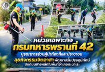 หน่วยเฉพาะกิจกรมทหารพรานที่ 42 บูรณาการร่วมผู้นำท้องที่และประชาชน ลุยกิจกรรมจิตอาสาพัฒนาปรับปรุงภูมิทัศน์ริมถนนสายหลักในพื้นที่อำเภอปะนาเระ