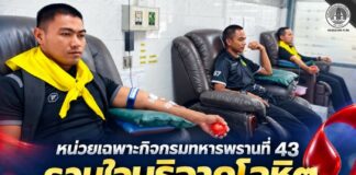 หน่วยเฉพาะกิจกรมทหารพรานที่ 43 รวมใจบริจาคโลหิตต่อชีวิตชาวบ้านปัตตานี ช่วยผู้ป่วยเคสเร่งด่วนทันท่วงที
