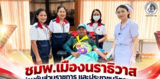ชมพ.เมืองนราธิวาส ร่วมกับส่วนราชการและประชาชนจิตอาสา บริจาคโลหิต “Give Blood Now – ให้เลือด ให้ได้ ให้เลย” ส่งต่อชีวิต ช่วยเหลือเพื่อนมนุษย์