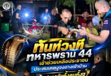 ทันท่วงที ทหารพราน 44 เข้าช่วยเหลือประชาชน ประสบเหตุงูจงอางเข้าบ้าน ปลอดภัยทั้งคนทั้งงู