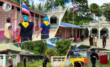 ฉก.ทพ.47 รวมกำลังจิตอาสาและประชาชน พัฒนาภูมิทัศน์มัสยิดและกุโบร์ พร้อมมอบธงชาติให้ตาดีกา สร้างความสามัคคีในชุมชน
