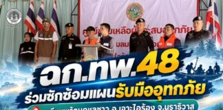 ฉก.ทพ.48 ร่วมซักซ้อมแผนรับมืออุทกภัย เตรียมพร้อมดูแลชาว อ.เจาะไอร้อง จ.นราธิวาส